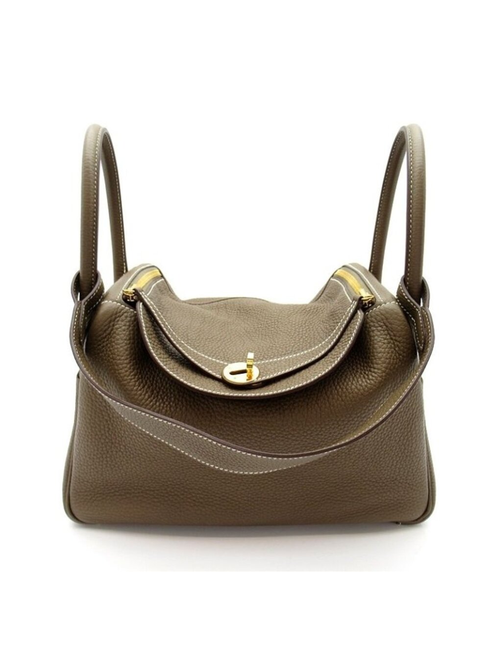 Hermes Lindy 30 Taurillon Clemence Shoulder Bag Etoupe